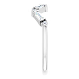 Platinum Straight Baguette Natural Diamond Stackable Ring – 3.5x1.75mm - view 4