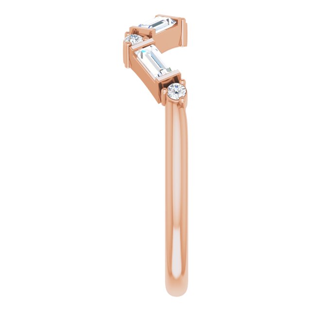 14K Gold Straight Baguette Natural Diamond Stackable Ring – 3.5x1.75mm - Rose Gold - view 4