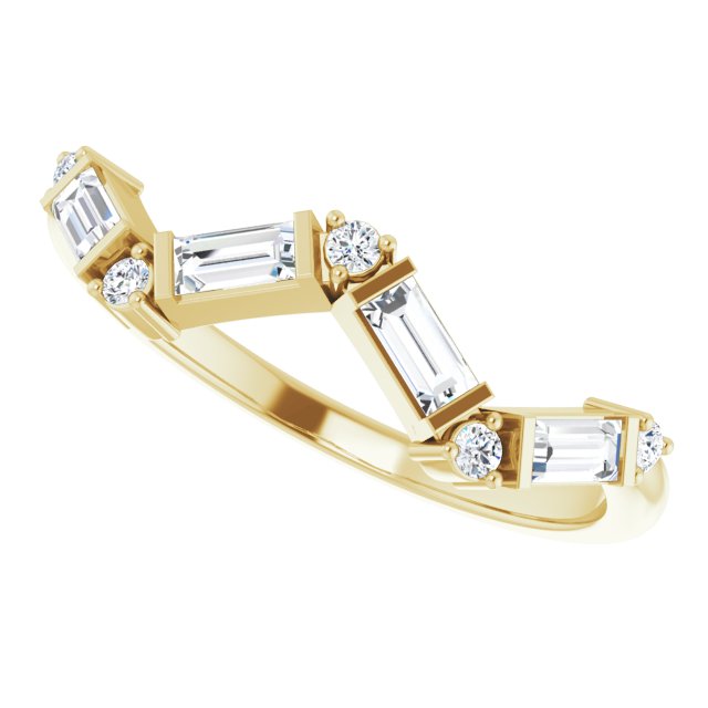 14K Gold Straight Baguette Natural Diamond Stackable Ring – 3.5x1.75mm - Yellow Gold - view 5