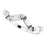Platinum Straight Baguette Natural Diamond Stackable Ring – 3.5x1.75mm - view 5