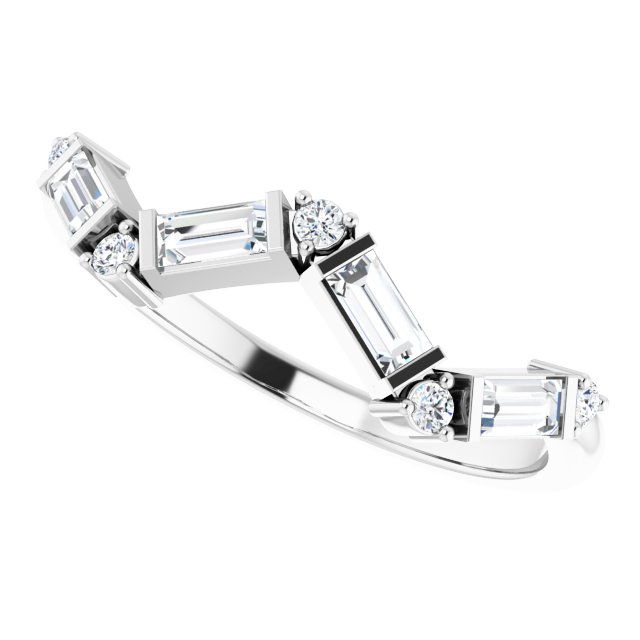 Platinum Straight Baguette Natural Diamond Stackable Ring – 3.5x1.75mm - view 5