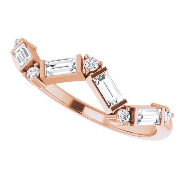 14K Gold Straight Baguette Natural Diamond Stackable Ring – 3.5x1.75mm - Rose Gold - view 5