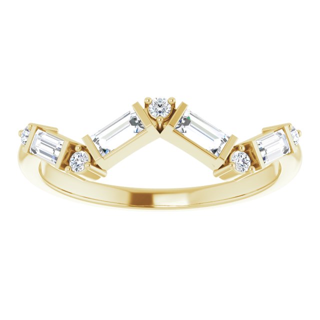 14K Gold Straight Baguette Natural Diamond Stackable Ring – 3.5x1.75mm - Yellow Gold - view 3