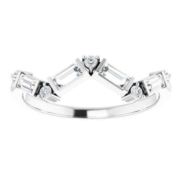 Platinum Straight Baguette Natural Diamond Stackable Ring – 3.5x1.75mm - view 3