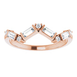 14K Gold Straight Baguette Natural Diamond Stackable Ring – 3.5x1.75mm - Rose Gold - view 3
