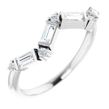 Platinum Straight Baguette Natural Diamond Stackable Ring – 3.5x1.75mm