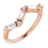 14K Gold Straight Baguette Natural Diamond Stackable Ring – 3.5x1.75mm - Rose Gold