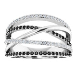 14K Gold Round Natural Diamond Criss-Cross Ring XIX - view 3