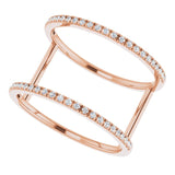 14K Gold Round Natural Diamond Negative Space Ring – 0.95mm Stones - Rose Gold - view 5
