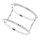 14K Gold Round Natural Diamond Negative Space Ring – 0.95mm Stones - White Gold - view 5