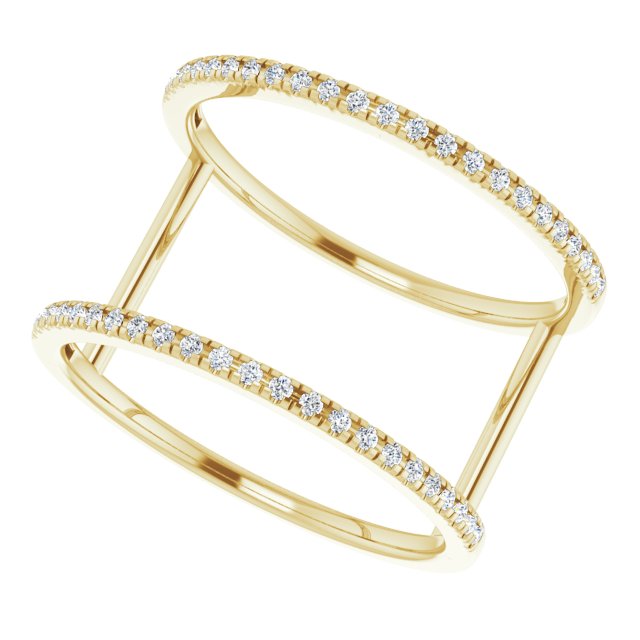 14K Gold Round Natural Diamond Negative Space Ring – 0.95mm Stones - Yellow Gold - view 5