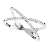 14K Gold Round Natural Diamond Accented Criss-Cross Ring – 0.95mm Stones - White Gold - view 5