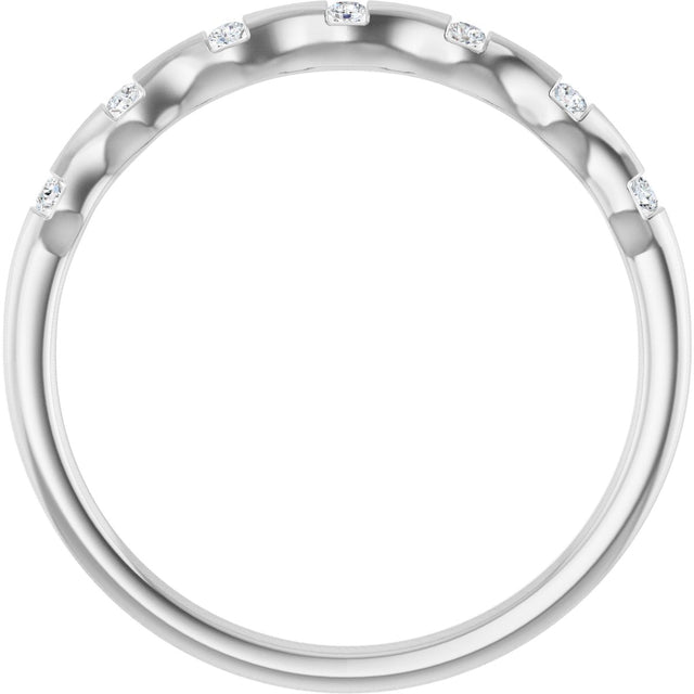 14K Gold Round Lab-Grown Diamond Accented Stackable Ring - White Gold - view 2