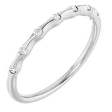 14K Gold Round Lab-Grown Diamond Accented Stackable Ring - White Gold