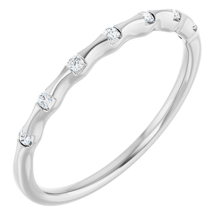 14K Gold Round Lab-Grown Diamond Accented Stackable Ring - White Gold