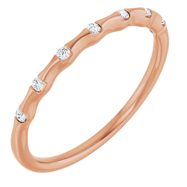 14K Gold Round Natural Diamond Accented Stackable Ring – 0.06 CTW - Rose Gold