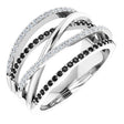 14K Gold Round Natural Diamond Criss-Cross Ring XIX