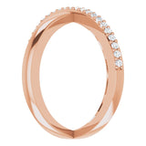 14K Gold Round Natural Diamond Criss-Cross Ring XIV - Rose Gold - view 4
