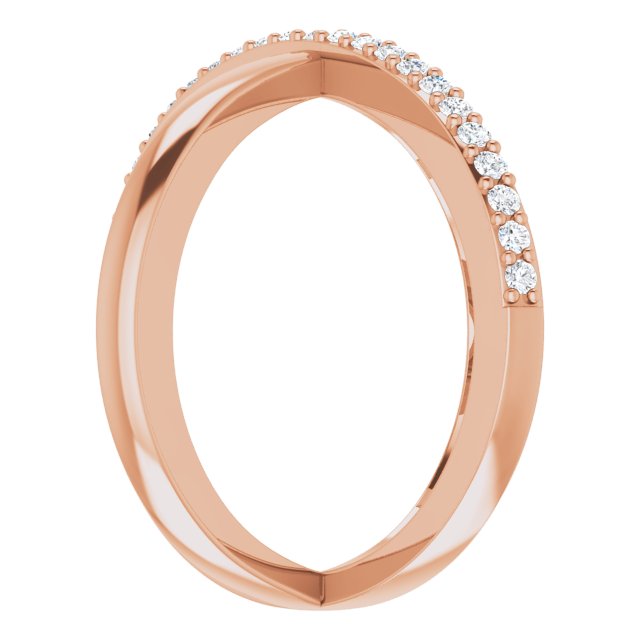 14K Gold Round Natural Diamond Criss-Cross Ring XIV - Rose Gold - view 4