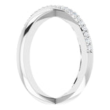 14K Gold Round Natural Diamond Criss-Cross Ring XIV - White Gold - view 4