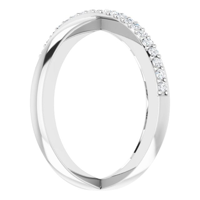 14K Gold Round Natural Diamond Criss-Cross Ring XIV - White Gold - view 4