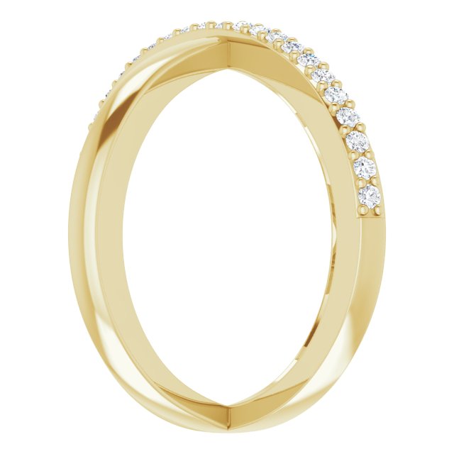 14K Gold Round Natural Diamond Criss-Cross Ring XIV - Yellow Gold - view 4
