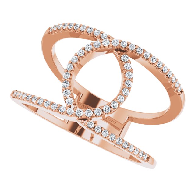 14K Gold Round Natural Diamond Interlocking Loop Ring - Rose Gold - view 5