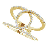 14K Gold Round Natural Diamond Interlocking Loop Ring - Yellow Gold - view 5