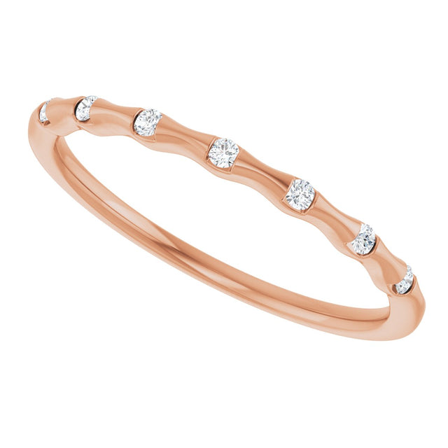 14K Gold Round Natural Diamond Accented Stackable Ring – 0.06 CTW - Rose Gold - view 5