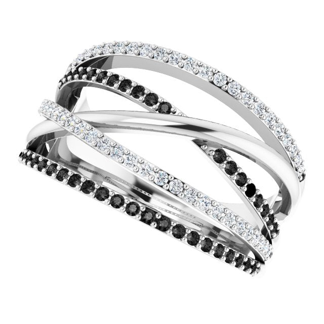 14K Gold Round Natural Diamond Criss-Cross Ring XIX - view 5