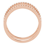 14K Gold Round Natural Diamond Negative Space Ring – 0.95mm Stones - Rose Gold - view 2
