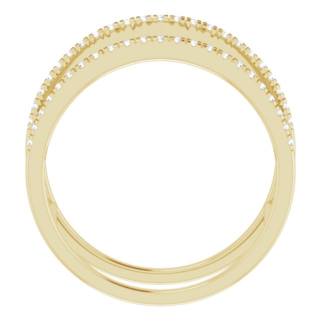 14K Gold Round Natural Diamond Negative Space Ring – 0.95mm Stones - Yellow Gold - view 2