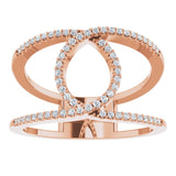14K Gold Round Natural Diamond Interlocking Loop Ring - Rose Gold - view 3