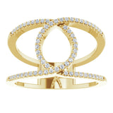 14K Gold Round Natural Diamond Interlocking Loop Ring - Yellow Gold - view 3