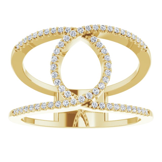 14K Gold Round Natural Diamond Interlocking Loop Ring - Yellow Gold - view 3