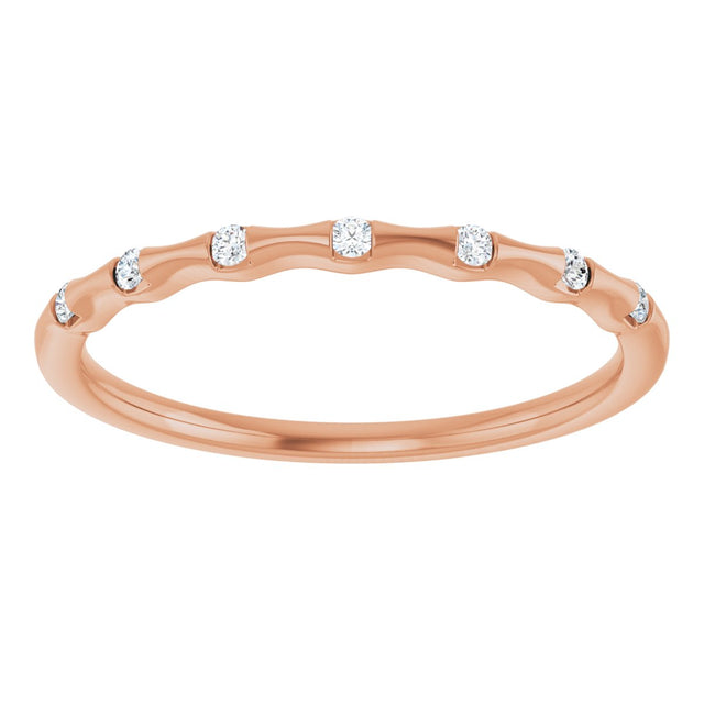 14K Gold Round Natural Diamond Accented Stackable Ring – 0.06 CTW - Rose Gold - view 3