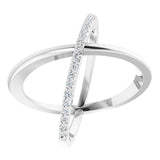 14K Gold Round Natural Diamond Criss-Cross Ring XIV - White Gold
