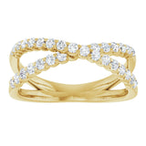 14K Gold Round Lab-Grown Diamond Accented Criss-Cross Ring - Yellow Gold - view 3