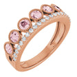14K Gold Round Natural Pink Morganite Granulated Ring