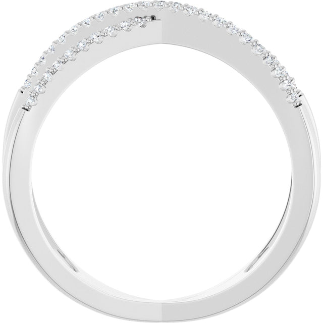 Platinum Round Natural Diamond Accented Criss-Cross Ring – 0.95mm Stones - view 2