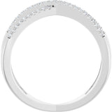 14K Gold Round Natural Diamond Accented Criss-Cross Ring – 0.95mm Stones - White Gold - view 2