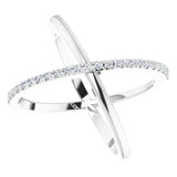 14K Gold Round Natural Diamond Criss-Cross Ring XIV - White Gold - view 5