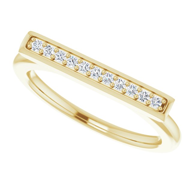 14K Gold Round Natural Diamond Bar Ring II - Yellow Gold - view 5