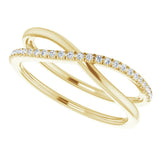 14K Gold Round Natural Diamond Criss-Cross Ring VII - Yellow Gold - view 5