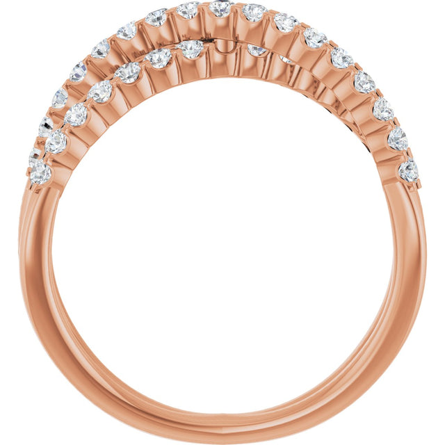 14K Gold Round Lab-Grown Diamond Accented Criss-Cross Ring - Rose Gold - view 2