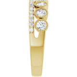 14K Gold Round Lab-Grown Diamond Granulated Ring - Yellow Gold - view 4