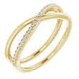 14K Gold Round Natural Diamond Criss-Cross Ring VII - Yellow Gold