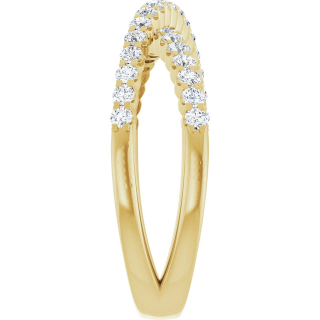 14K Gold Round Lab-Grown Diamond Accented Criss-Cross Ring - Yellow Gold - view 4