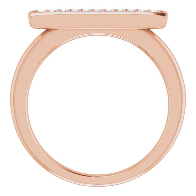 14K Gold Round Natural Diamond Bar Ring II - Rose Gold - view 2