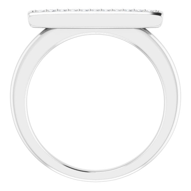 14K Gold Round Natural Diamond Bar Ring II - White Gold - view 2